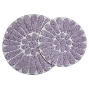 Chesapeake Merchandising Inc. - Bursting Flower 2 - Pc. Round Bath Rug Set Lilac White - Chesapeake Merch Inc.®