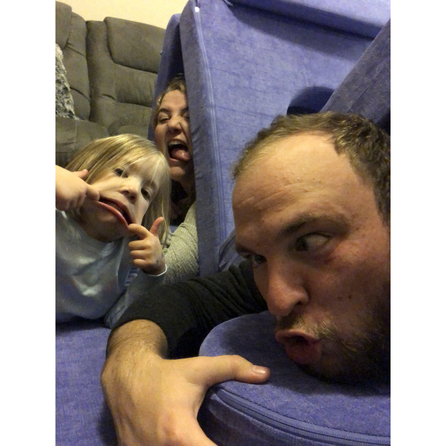 Making silly faces with AJ