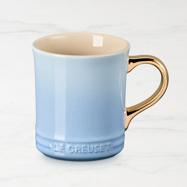 Le Creuset Gold Metallic Mugs, Each, Coastal Blue