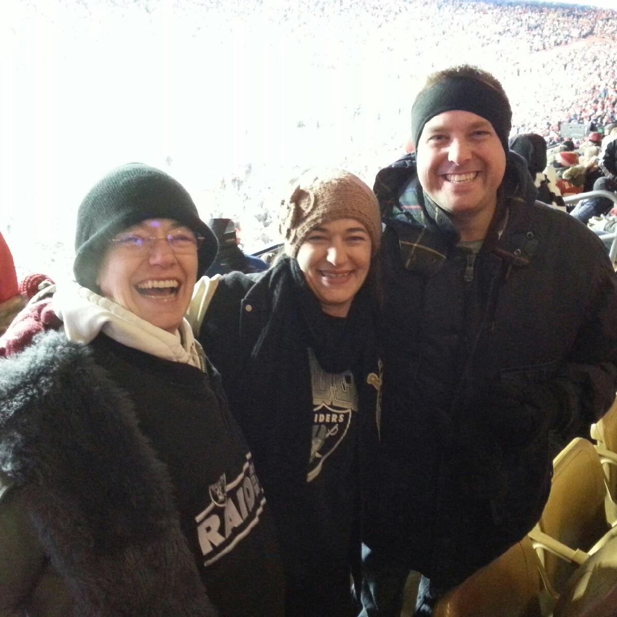 Early on in our relationship, Mom and I were still hanging on to being Raider’s fans and Thad treated us to two Chiefs/Raiders games in KC. We had a ball!