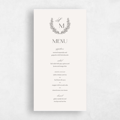 Light Oatmeal, Beige Wedding Menu - Oakdale