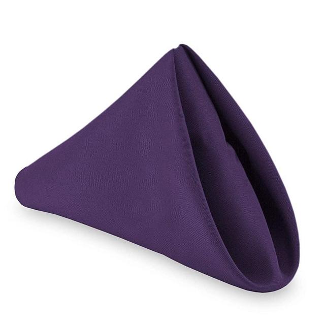 Lann's Linens - 1 Dozen 17" Cloth Dinner Table Napkins - Machine Washable Restaurant/Wedding/Hotel Quality Polyester Fabric - Purple