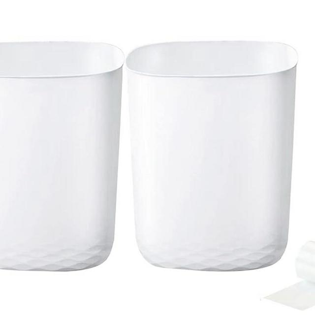 Feisco Small Trash Can for Bathroom with 60 Counts of Trash Bags,2.4 Gallon Bathroom Trash Can Wastebasket Garbage Container Bin for Bathroom Bedroom Kitchen Office (2, White)