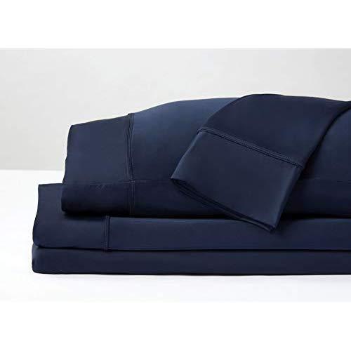 SHEEX Original Performance Sheet Set with 2 Pillowcases, Ulta-Soft Fabric Transfers Heat and Breathes Better Than Traditional Cotton, Navy, Queen