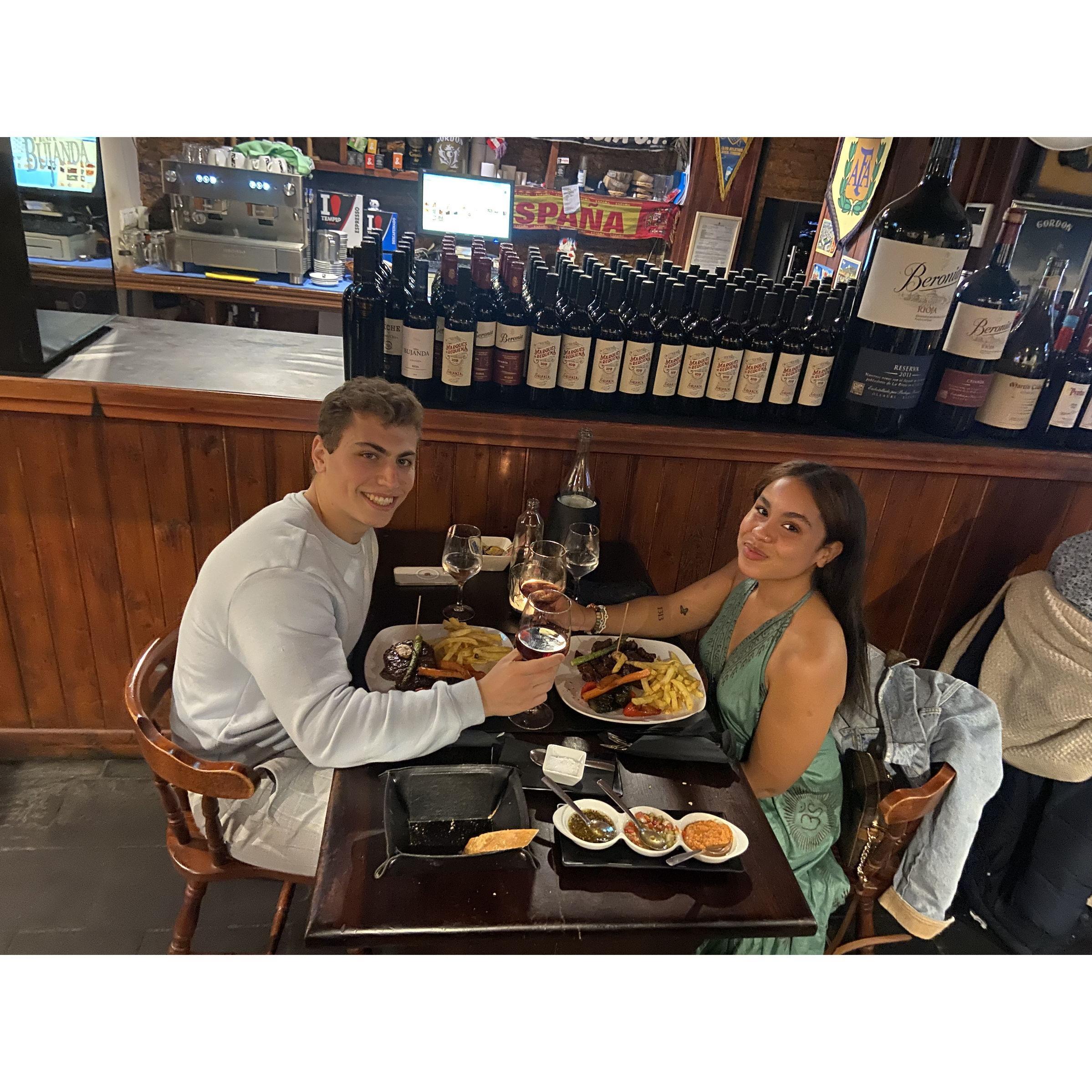 Our first date in Spain. As good as the food was, the company was better.