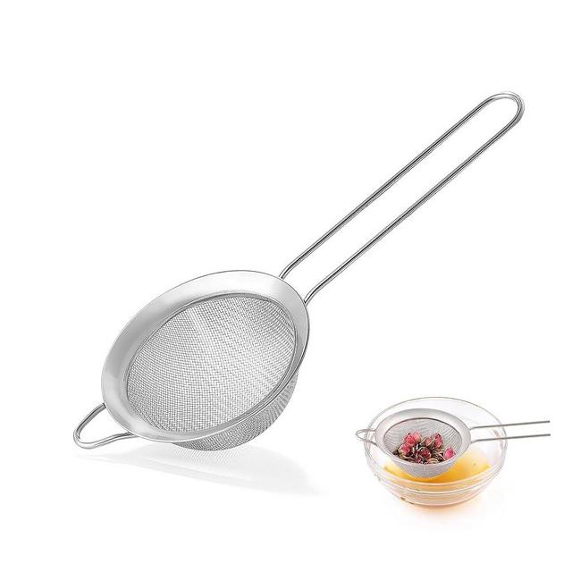 Fine Mesh Strainers for Kitchen, COKUMA Stainless Steel Metal Hand Small Mini Sieve Strainer, Cocktail Strainer Tea Coffee Juice Strainer，Food Strainer with Handlle (3.35inch, Silver)