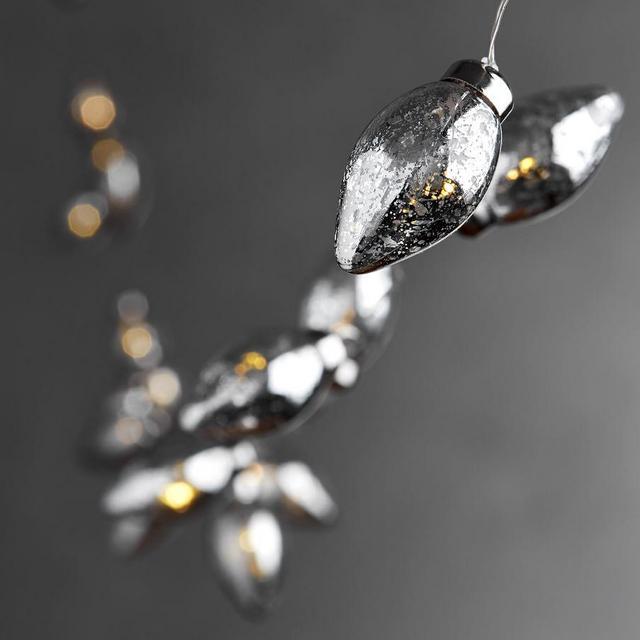 Vintage Mercury Drop String Lights, Silver - 15 Ft