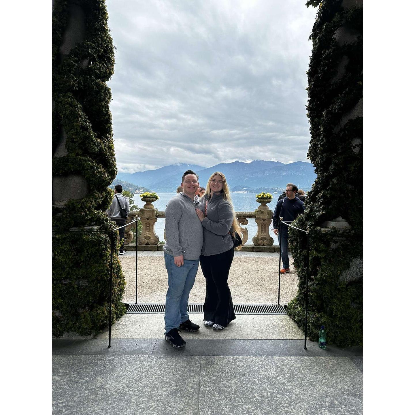We got engaged with the beautiful backdrop of Lake Como
