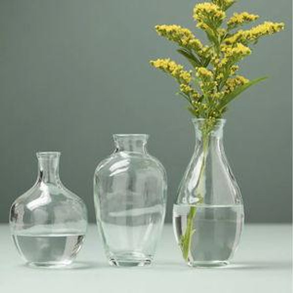 Clear Glass Bud Vases, Set of 3