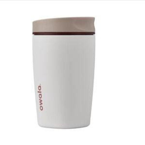 12 oz Owala SmoothSip Slider Insulated Stainless Steel Coffee Tumbler, Reusable Iced Coffee Cup, Hot Coffee Travel Mug, BPA Free 12 oz, Vanilla Bean