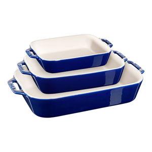 Staub Stoneware 3-pc, Rectangular Baking Dish Set, dark blue