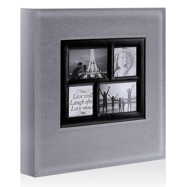 Ywlake Photo Album 4x6 500 Pockets, Large Capacity Family Wedding Leather Picture Albums Holds 500 Horizontal and Vertical Photos Grey