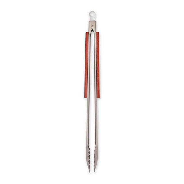 RSVP International Endurance® BBQ Locking Tongs, 18" | Flip Burgers or Kabobs w/ Long Handle that Keeps Hands Safe from Fire | Made from Stainless Steel & Rosewood