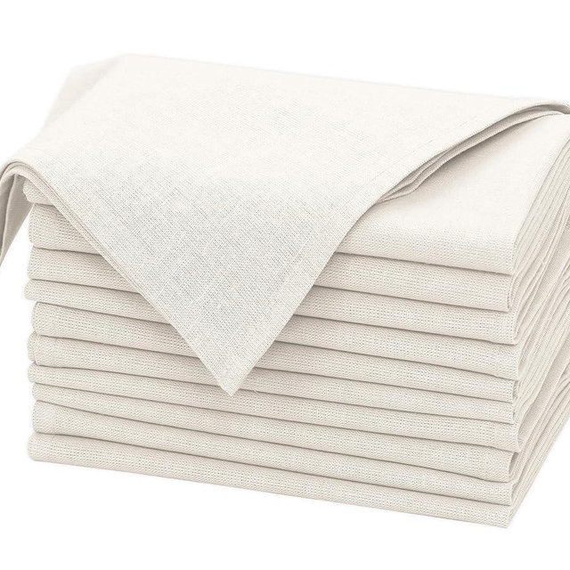 Ruvanti Linen Napkins Set of 12, 18x18 Cloth Napkins, Cotton Linen Blend Napkins Cloth Washable, Soft, Reusable Dinner Napkins for Wedding, Parties, Christmas, Thanksgiving, Everyday Use - Ivory