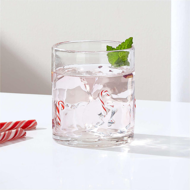 Holiday Candy Canes 14-oz. Double Old-Fashioned Glass