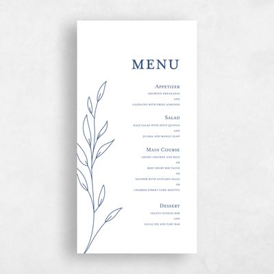 Blue Greenery Wedding Menu - Delana