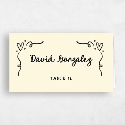 Beige Whimsical Wedding Place Card - Gilda