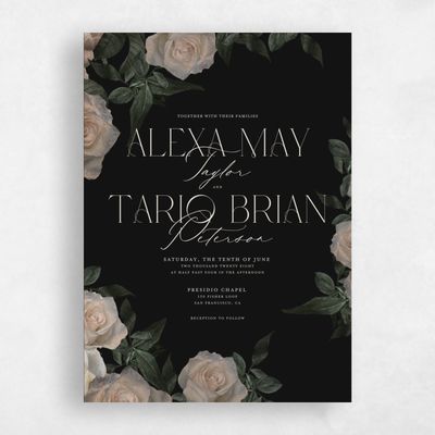 Black Wedding Invitation - Poet Portrait