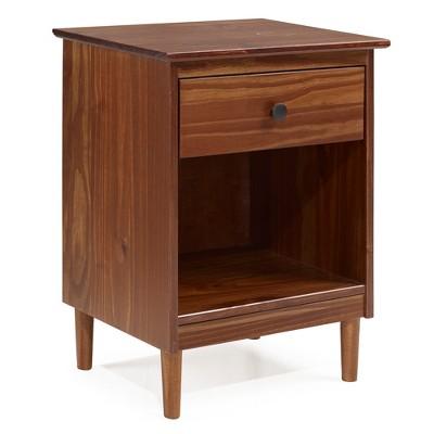 Classic Mid Century Modern 1 Drawer Nightstand Side Table Walnut - Saracina Home
