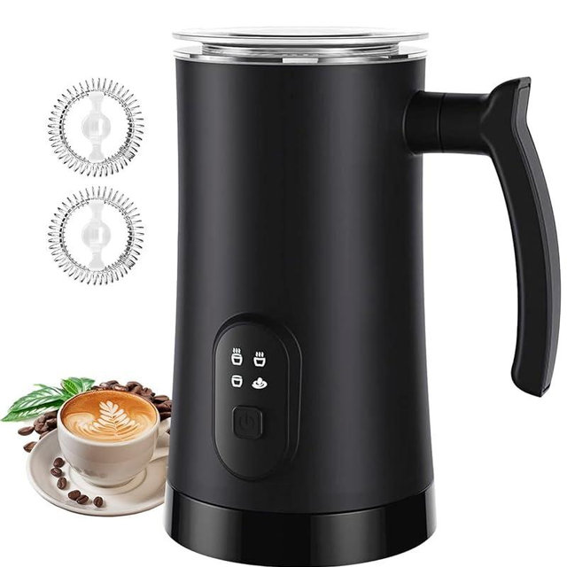 MUMAO Milk Frother, 4-in-1 Electric Milk Steamer, 350ml/11.8oz Automatic Frother for Coffee, Warm and Cold Foam Maker for Latte, Cappuccino and Hot Chocolate (Black)