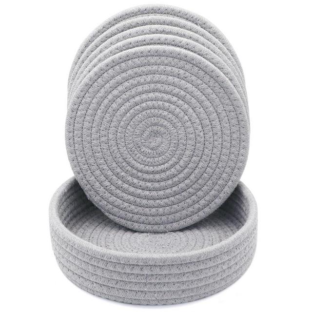 KITLAB 8 Inch Trivets for Hot Dishes, Hot Pots and Pans, Thick Heat Resistant Large Coaster, Multifunctional Hot Pads for Table & Countertop with Storage Basket, 5 Pcs
