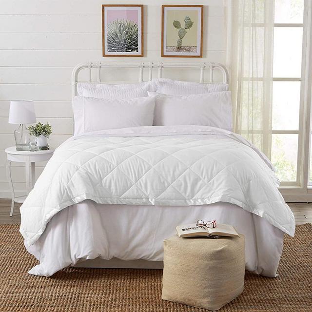 Home Fashion Designs Lightweight Queen Goose Down Alternative Blanket with Satin Trim. Romana Collection, White