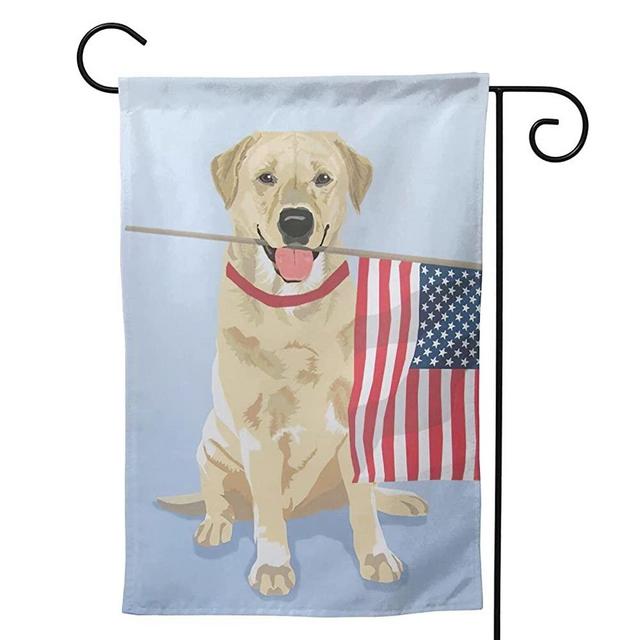 MINIOZE Art Labrador Lab Charm Yellow USA Party Themed Flag Welcome Outdoor Outside Decorations Ornament Picks Garden Yard Decor Double Sided 12.5X 18 Flag