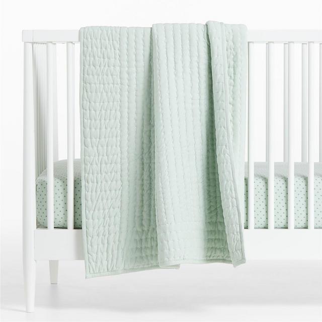 Green Organic Heathered Jersey Baby Crib Quilt