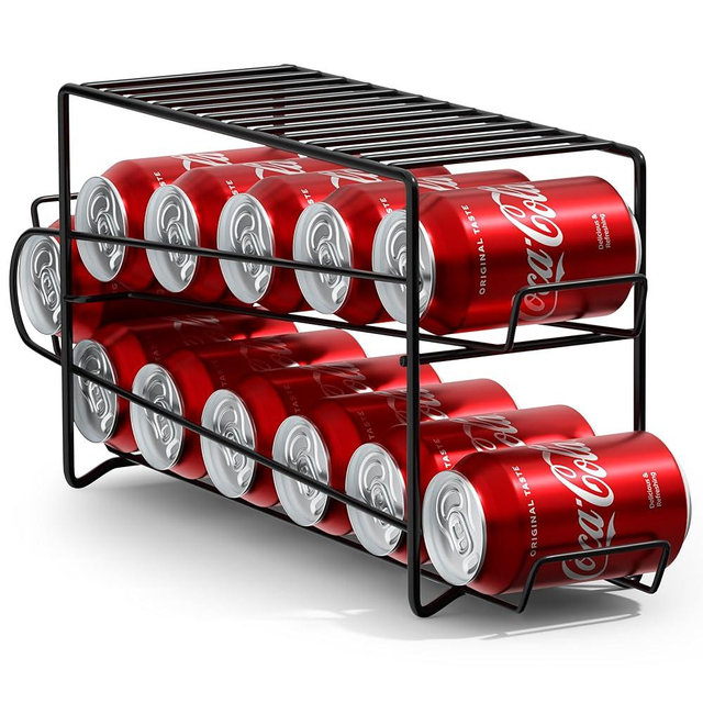 Sorbus Soda Can Rack Beverage Dispenser – Soda Can Organizer Dispenses 12 Standard Size 12oz Soda Cans - Can Organizer for Refrigerator Soda Can Dispenser Rack Organizer (1 Pack, Black)