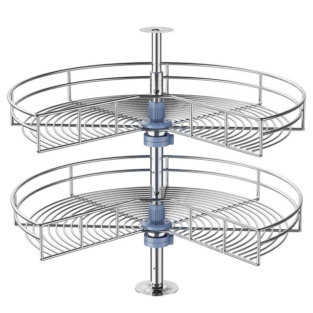 JOWBOOW 28" Corner Cabinet Lazy Susan Turntable Kitchen, 270° Chrome Rotating Storage Rack Replacement Shelves for Blind Cabinet