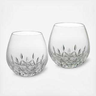 Lismore Nouveau Stemless Light Red Wine Glass, Set of 2