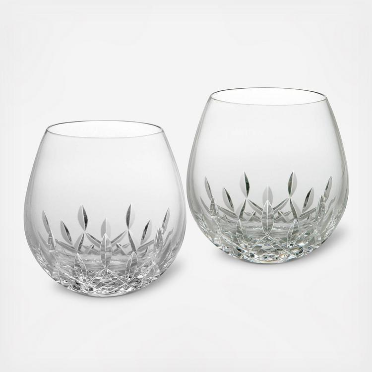 Waterford Crystal Mara Set of 2 Stemless Wine Glasses 