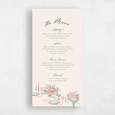 Hunter, Green Wedding Menu - Josette