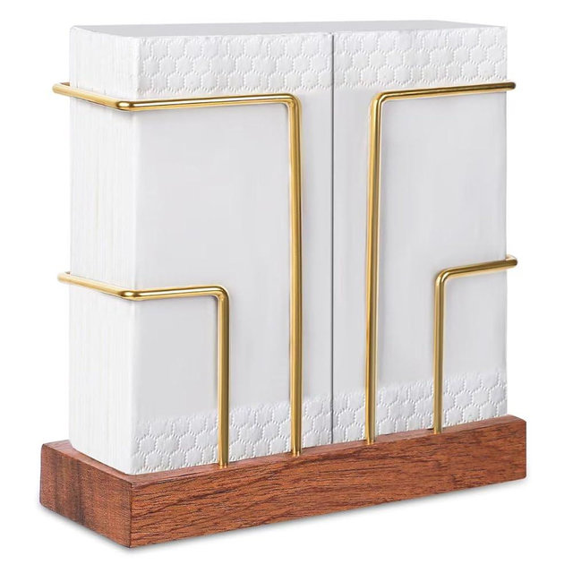 Larger gold and wood napkin holder,napkin holders for paper,napkin dispenser,metal square cocktail napkin holder,napkin dispenser for home decor