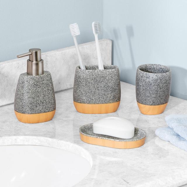 4pc Speckled Bathroom Set Gray - Honey Can Do