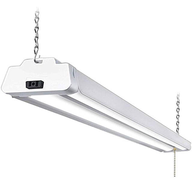 5000K LED Shop Light Linkable, 4FT Daylight 42W LED Ceiling Lights for Garages, Workshops, Basements, Hanging or FlushMount, with Plug and Pull Chain, 4200lm, ETL- 1 Pack