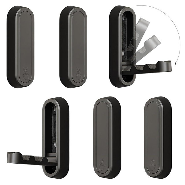 XSGTZMJ 6PCS Folding Coat Hook, Heavy Duty Wall Hooks Made of Zinc Alloy, Foldable Wall Hooks for Hanging Coats, Scarves, Hats, Bathrobes, Keys, Bags (Black)