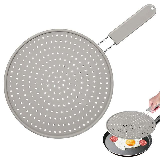 TMEDW Silicone Splatter Screen for Frying Pan,11 Inch Multi-Use 4 In 1 Grease Splatter Guard, Cooling Mat, Drain Board and Strainer, Non-Stick, Food Safe, High Heat Resistant Pan Cover