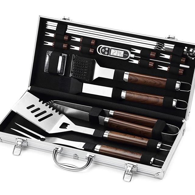 ROMANTICIST 20PCS BBQ Grill Set for Men&Women,Stainless Steel Grill Tools Grilling Accessories with Portable Case,Complete BBQ Tools for Outdoor Camping&Backyard Party