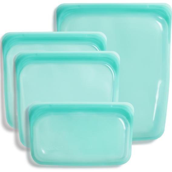 Reusable food container silicone bag, Full Set 6, 2Cups, 2Dishes, 2Bags Zip Containers Storage, 100% Silicone Reusable Food Bag, Stand Up Preservation Bag, Rounded interior for easy cleaning.