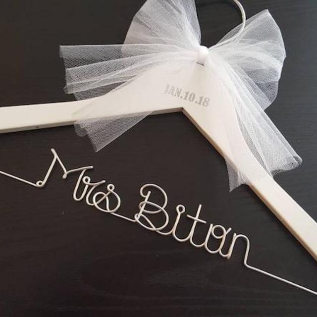 Custom Hanger with Name & Date for Amy's Wedding Dress