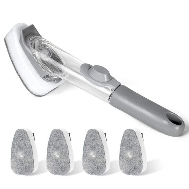 Dish Wand Refills Sponge,Nircsom 1 Dish Wands and 4 Refill Replacement Heads Heavy Duty Dish Wand Sponge for Kitchen Cleaning,Cleaning Sponge with Handle,Cleaning Brush,Non Scratch and Reusable