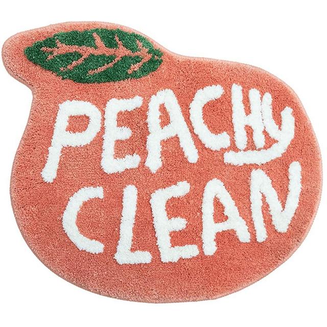 Peach Bathroom Rugs and Mat Cute Cartoon Bath Mat Kids Bathroom Decor Peachy Plush Coral Pink Non-Slip Foot Mat Absorbent Bathtub Rug Washable