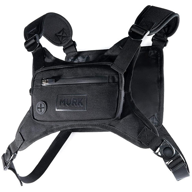 MVRK Water Resistant Chest Pack - Minimalist Running Pack For Workouts, Running Phone Holder With Extra Storage, Lightweight Running Vest, Running Backpack (Black)