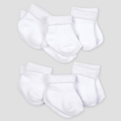 Gerber® Baby's 6pk Organic Terry Wiggle Proof Socks - White 0/3M