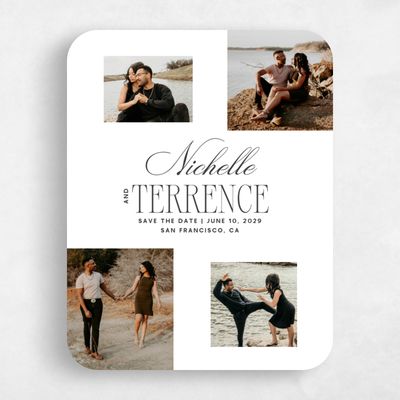 White Rounded Wedding Save the Date - Solange Photo