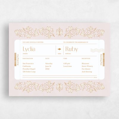 Blush, Pink Wedding Invitation - Montavilla Pass