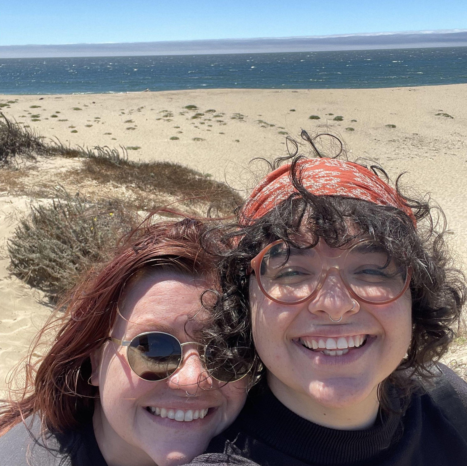 Stopped at a SUPER windy beach on the side of the road near SF