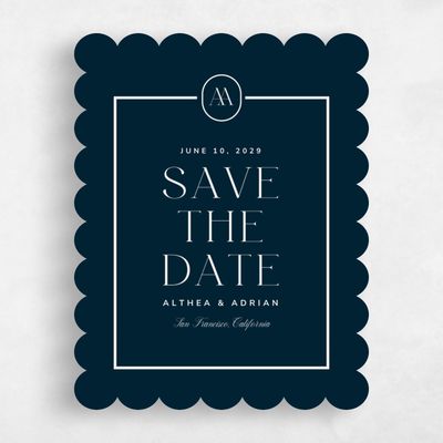 Blue Scalloped Wedding Save the Date - Conrad Portrait