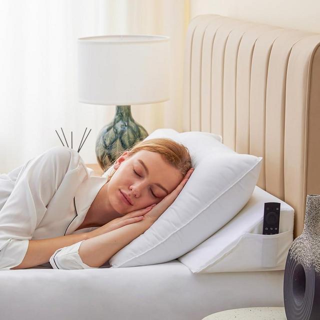 Bedluxe King Bed Wedge Pillow for Headboard, Foam Headboard Pillow, Bed Gap Filler, Mattress Wedge, Mattress Gap Filler King - Fill The Gap (0-7") Between Headboard and Mattress (White, 76"x10"x6")